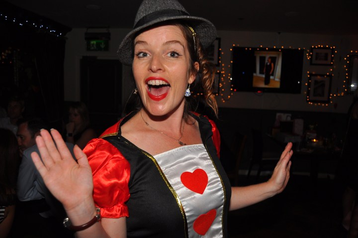 The Queen of Hearts at this alice in wonderland birthday party